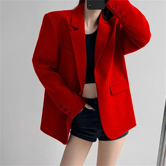 Korean Fashion Black Blazer Women Spring Autumn Coat High-end Loose Casual Long Sleeve Design Suits Chic Blazer Mujer New