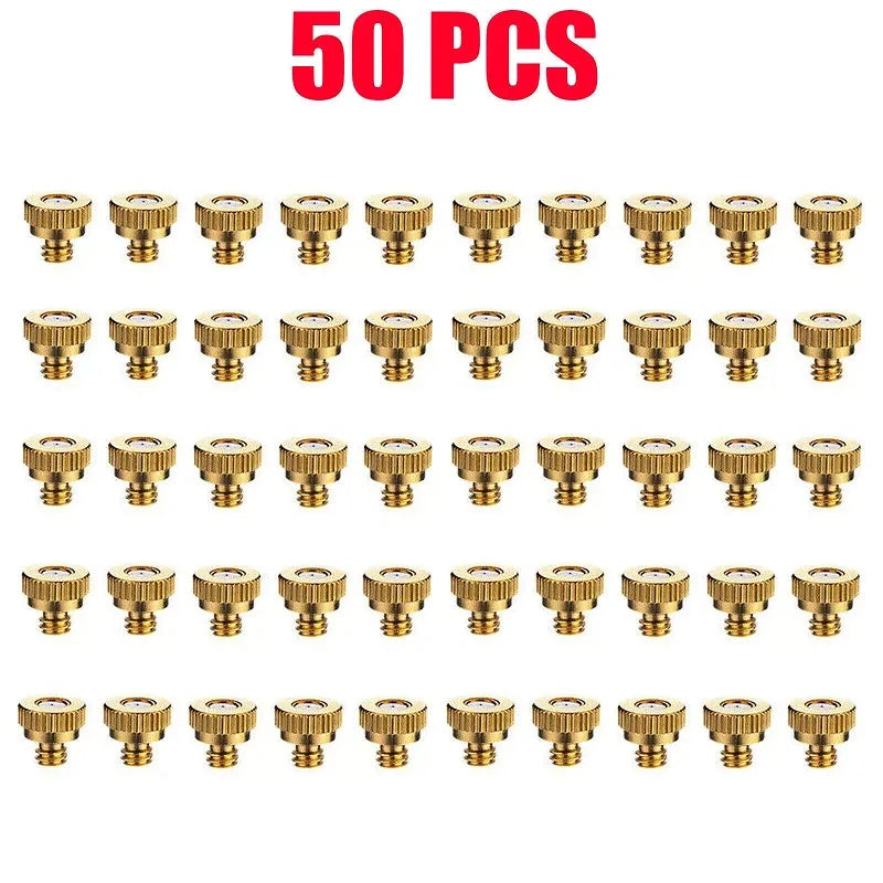 50X Brass Misting Nozzles Mister Sprinkler Outdoor Cooling System Garden Sprayer