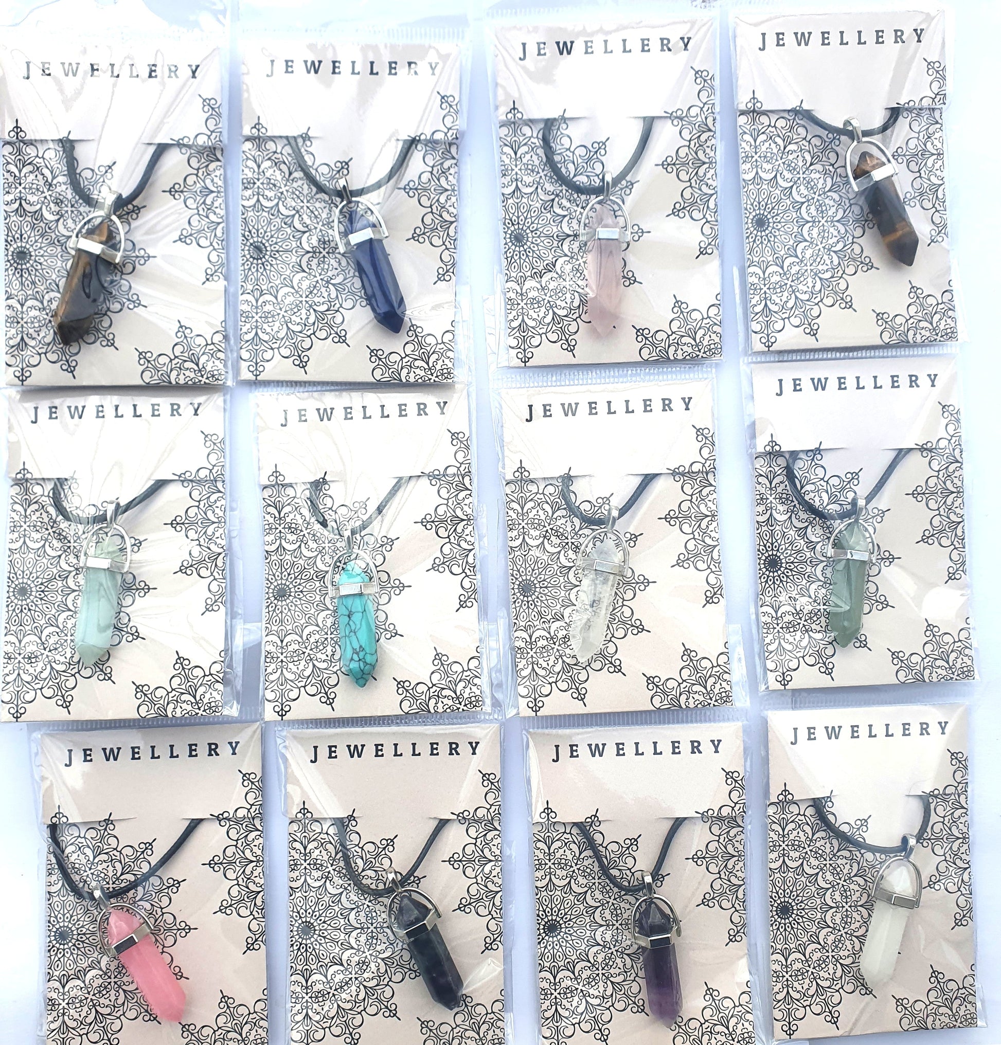 Crystal Pointed Pendant Necklace - Pink Jade-2