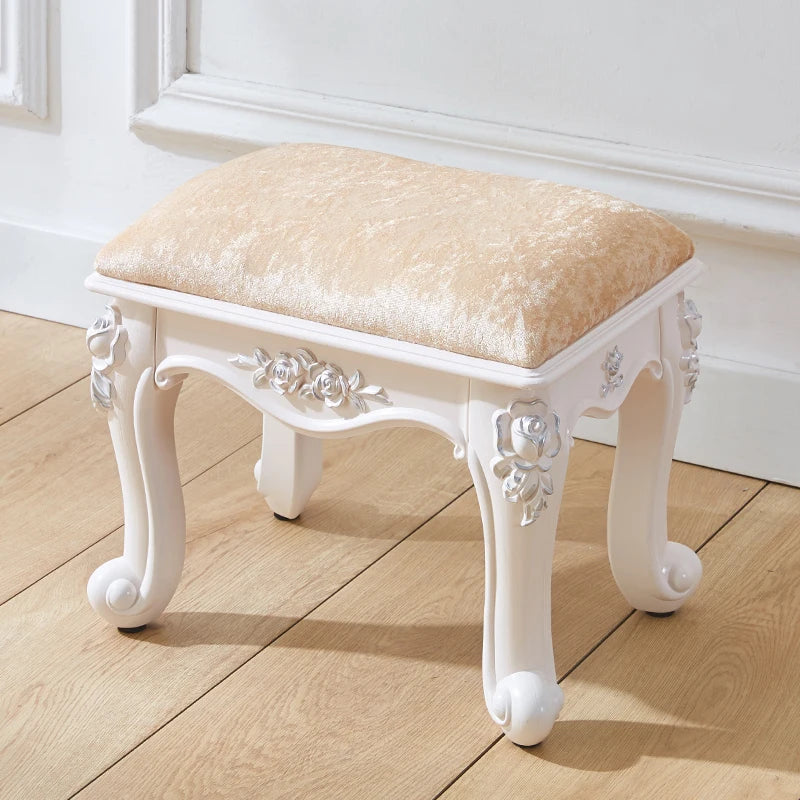 European style low stool modern bedroom stool off-white Hallway ottoman vanity chair makeup Footrest Interior home furniture