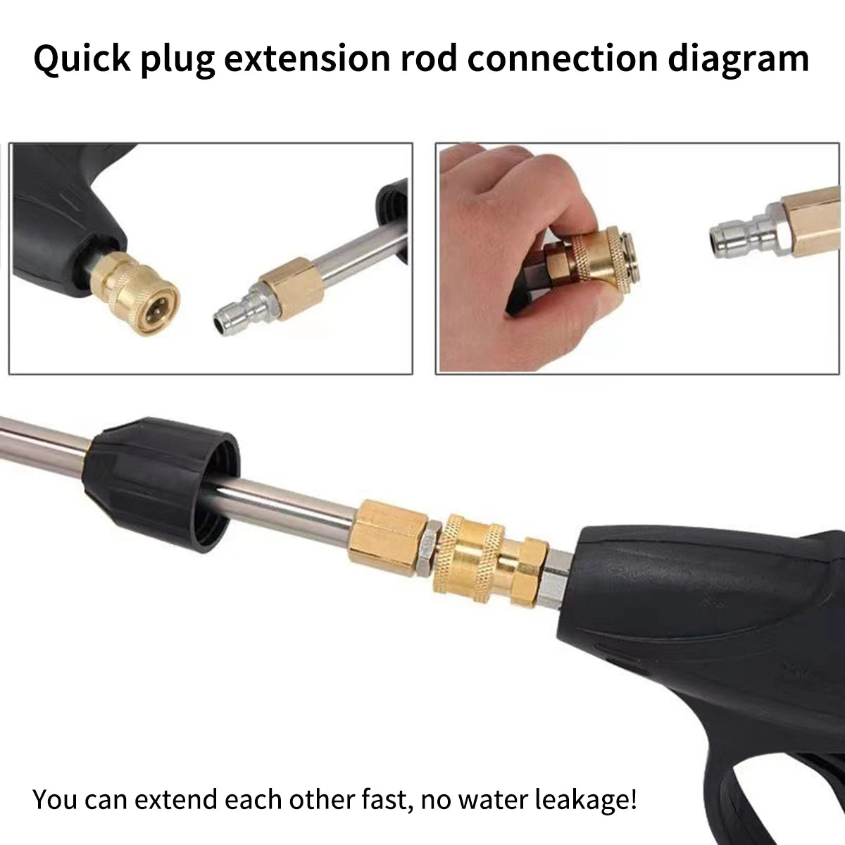 Cleaning Machine Spray Gun, 4000psi, Stainless Steel Car Wash High Pressure Water Gun 1/4 Quick Plug Extension