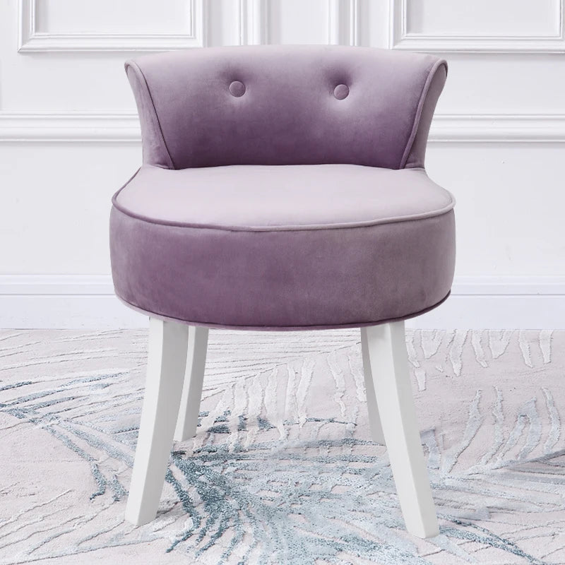 Modern Upholstered Velvet Dressing Table Stool, Low Back Bedroom Chair Makeup Chair Lounge Stool