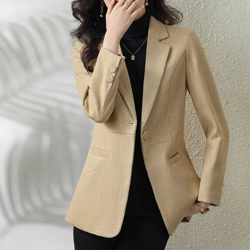 I DO: 01-17 08:10:13 Women's Business Suit Jacket for Spring and Autumn Female Interview Dress Suit Office Work Clothes Fashion