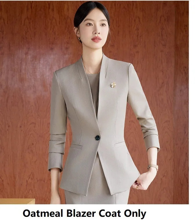 Formal Women Business Suits OL Styles Office Ladies Spring Autumn with Tops and Dress Career Interview Outfits Clothing Sets