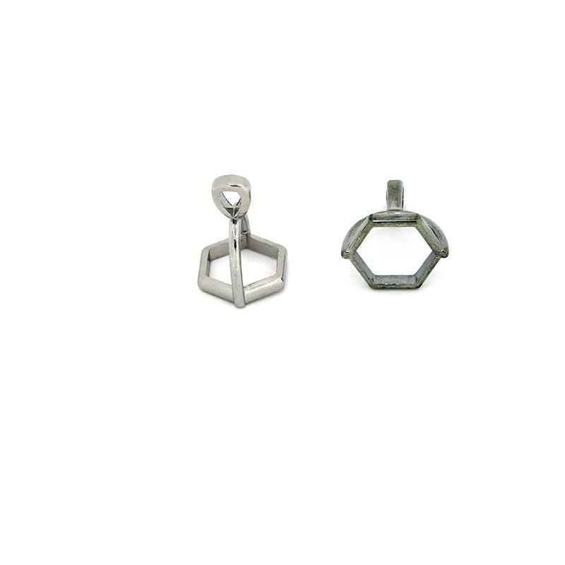 20Pcs Hexagonal Gemstone Cap Natural Stone Crystal Pillar Pendant Caps For Jewelry Making Pendant Necklace Connectors Clasp DIY