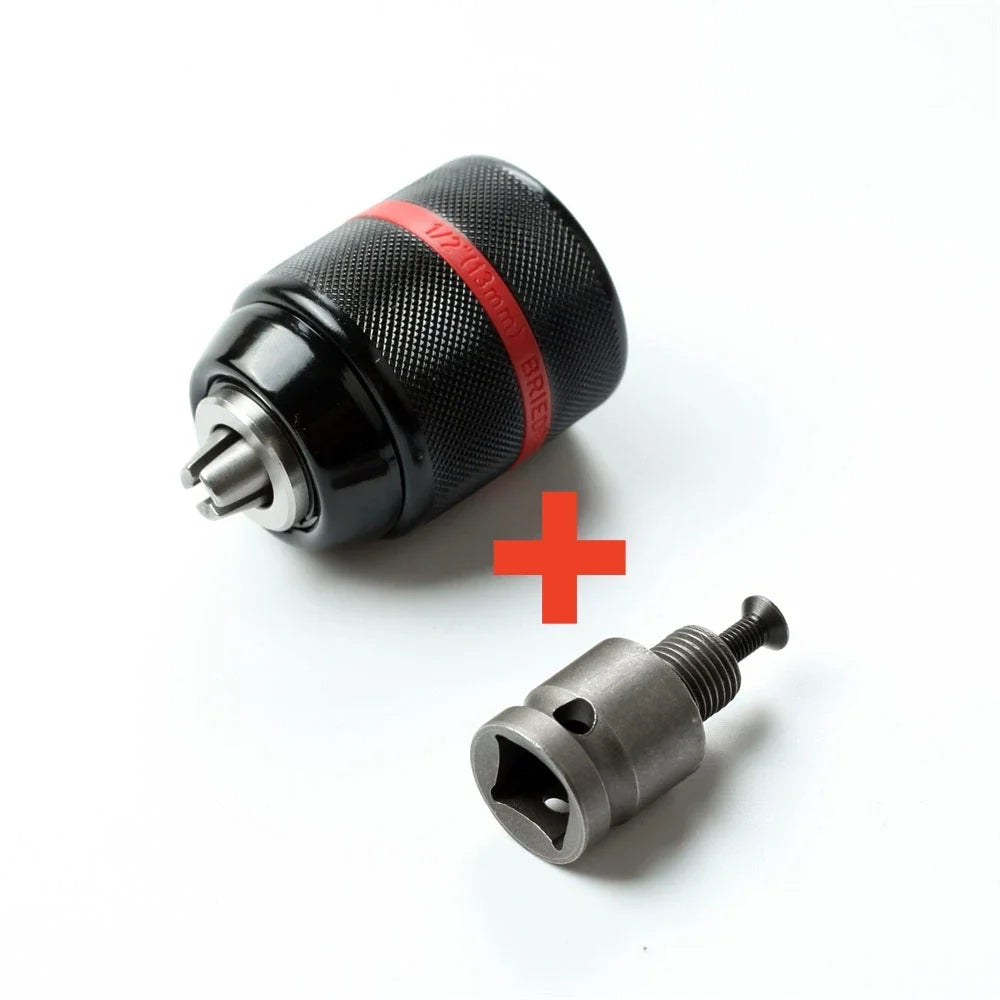 2-13mm Keyless Threaded Metal Drill Chuck, Hex Shank/SDS/Square Quick Grip Adapter, Chuck for Drill Bits Screwdriver Tap&Sockets