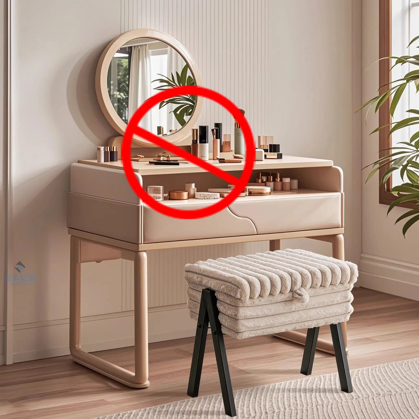 Bedroom Bench for Household Furniture Luxury High-end Girl Bedroom Dressing Table Stool Makeup Artist Special Stool with Storage