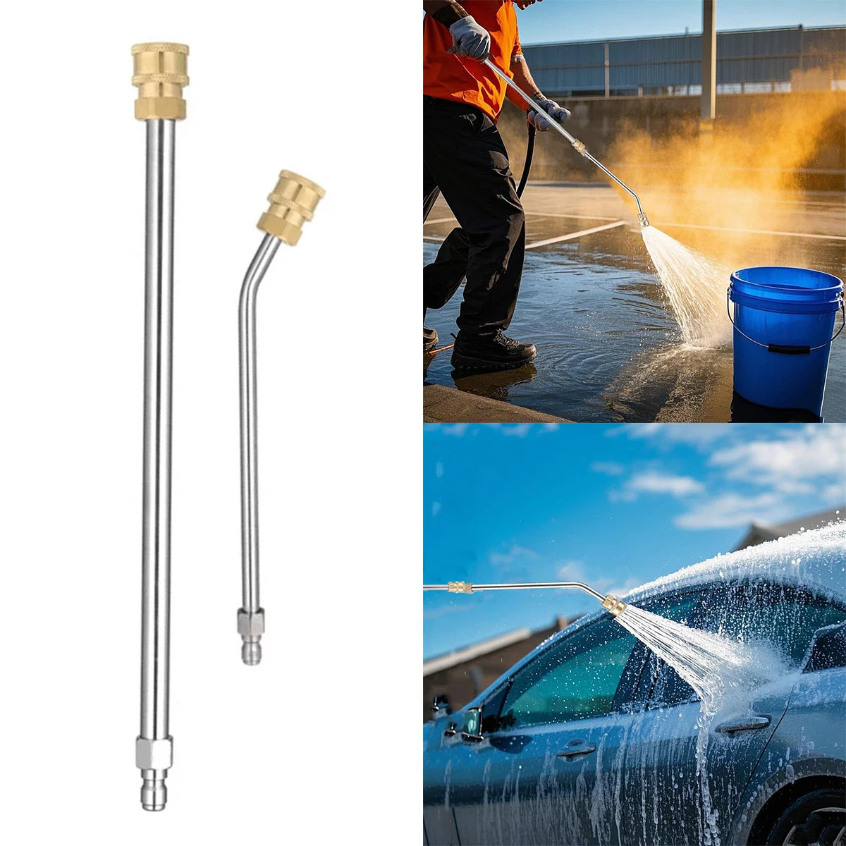 Cleaning Machine Spray Gun, 4000psi, Stainless Steel Car Wash High Pressure Water Gun 1/4 Quick Plug Extension