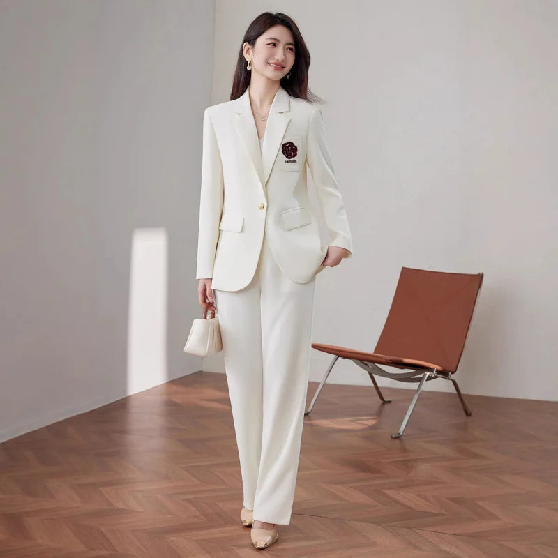 Off-White Blazer for Women with High-End Elegant Socialite Style2025Early Spring New Fashion Casual Business Formal Wear
