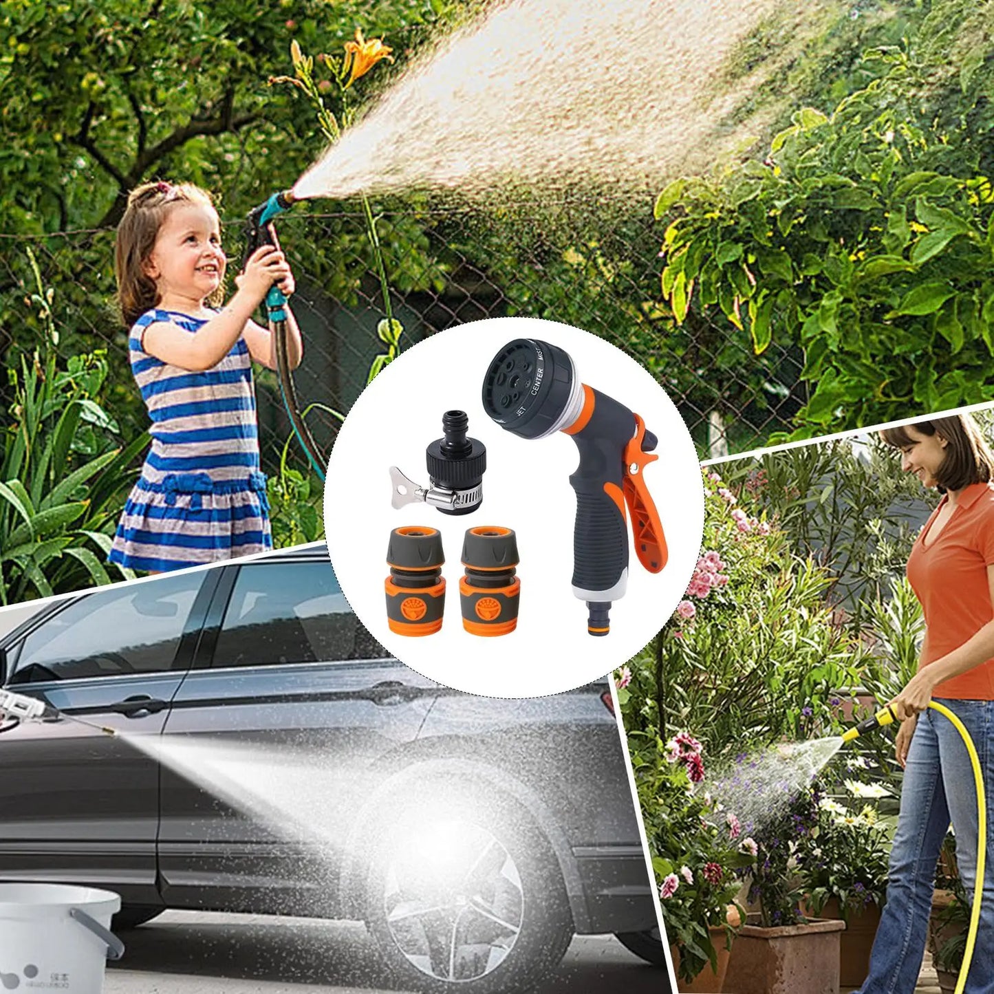 Garden Hose Nozzle Nozzle For Hose Outdoor 8 Adjustable Spray Patterns High Pressure Irrigation Attachment Head For Car Wash