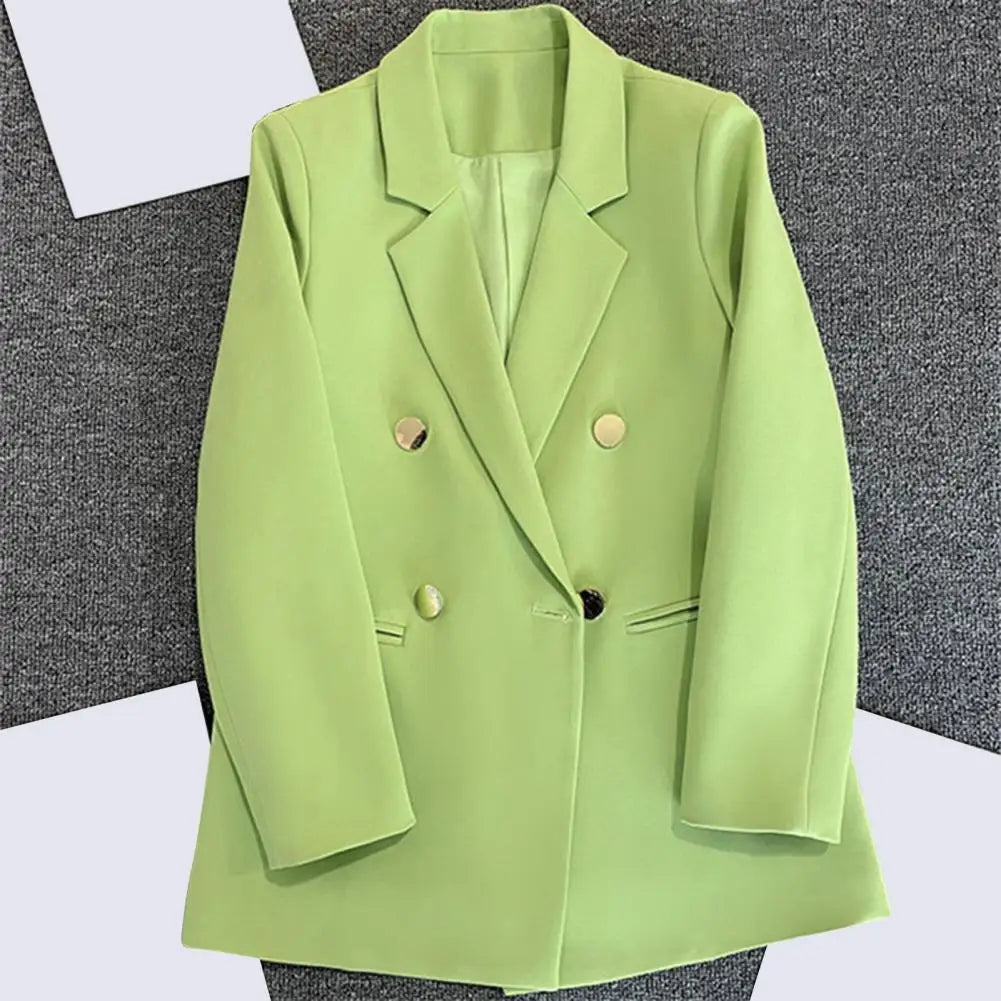 Lapel Long Sleeve Suit Jacket Elegant Lapel Double Breasted Suit Coat for Men Classic Business Outwear with Pockets Stylish