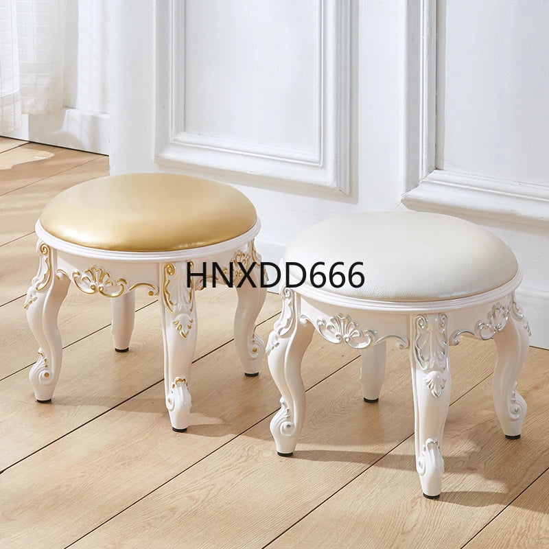 European style low stool modern bedroom stool off-white Hallway ottoman vanity chair makeup Footrest Interior home furniture