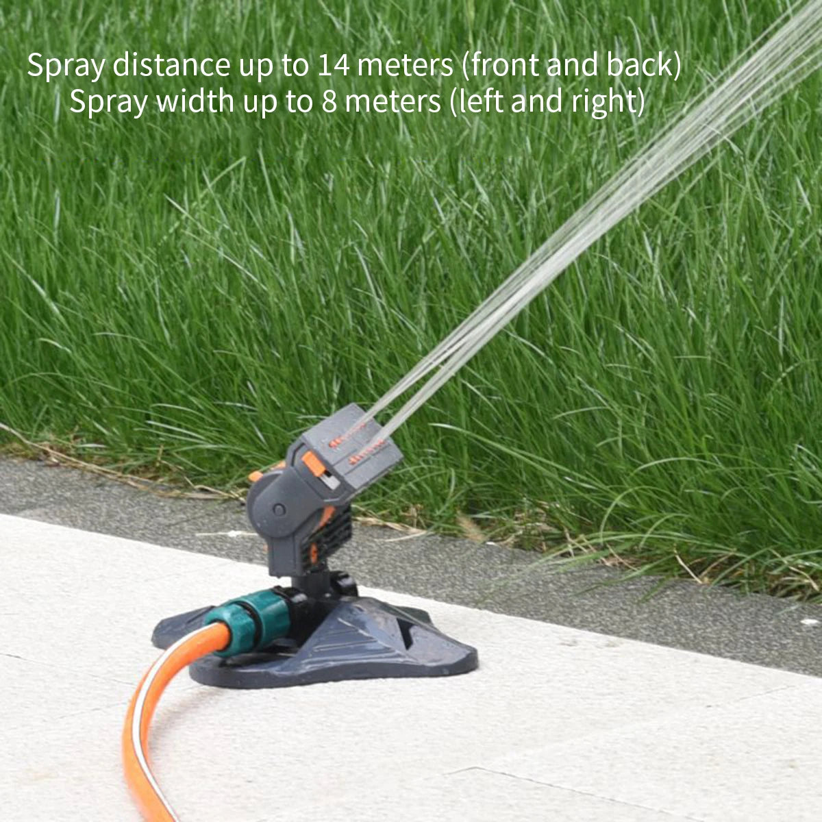 16-Nozzle Oscillating Sprinkler Adjustable 360° for Lawn/Yard - Water-Saving Garden Sprinkler with Mini Turbine Spray