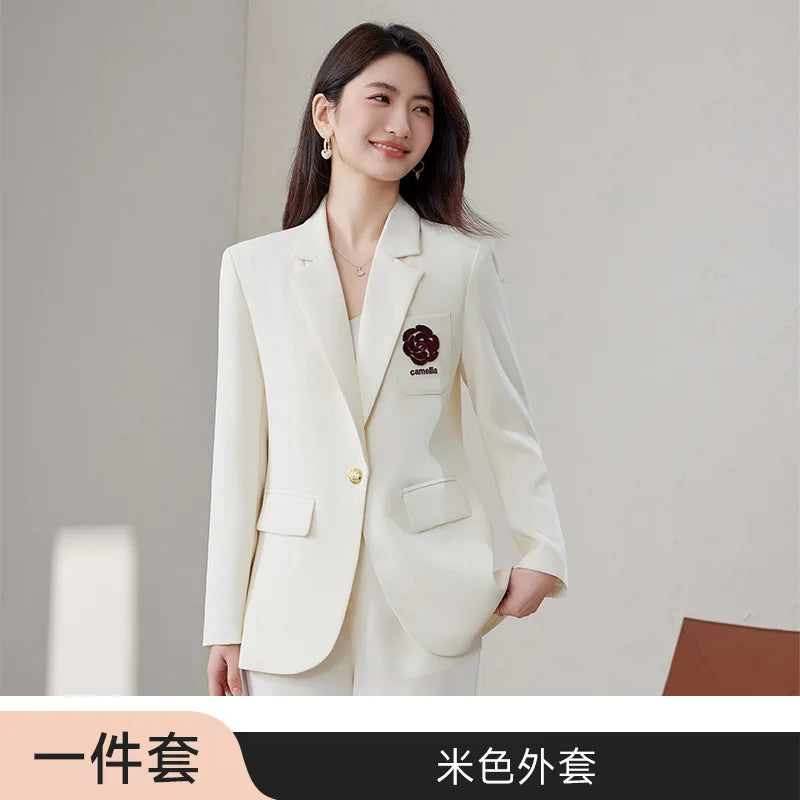 Off-White Blazer for Women with High-End Elegant Socialite Style2025Early Spring New Fashion Casual Business Formal Wear