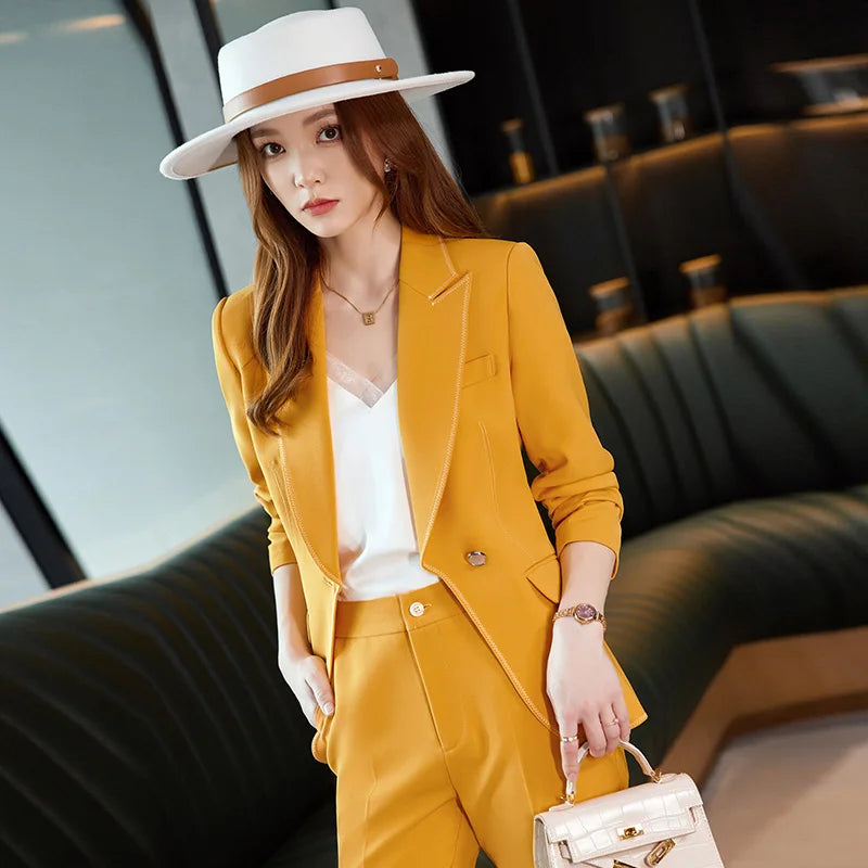 Insozkdg Black Office Two Piece Set Pants Women Trouser Suit Womens 2 Sets Green Professional Outfit Blazer + Straight Leg Pants