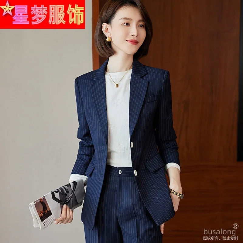 2023Spring and Autumn Long SleeveOLProfessional Women's Suit Blazer and Pants Business Formal Wear Elegant Fashion Set Workwear