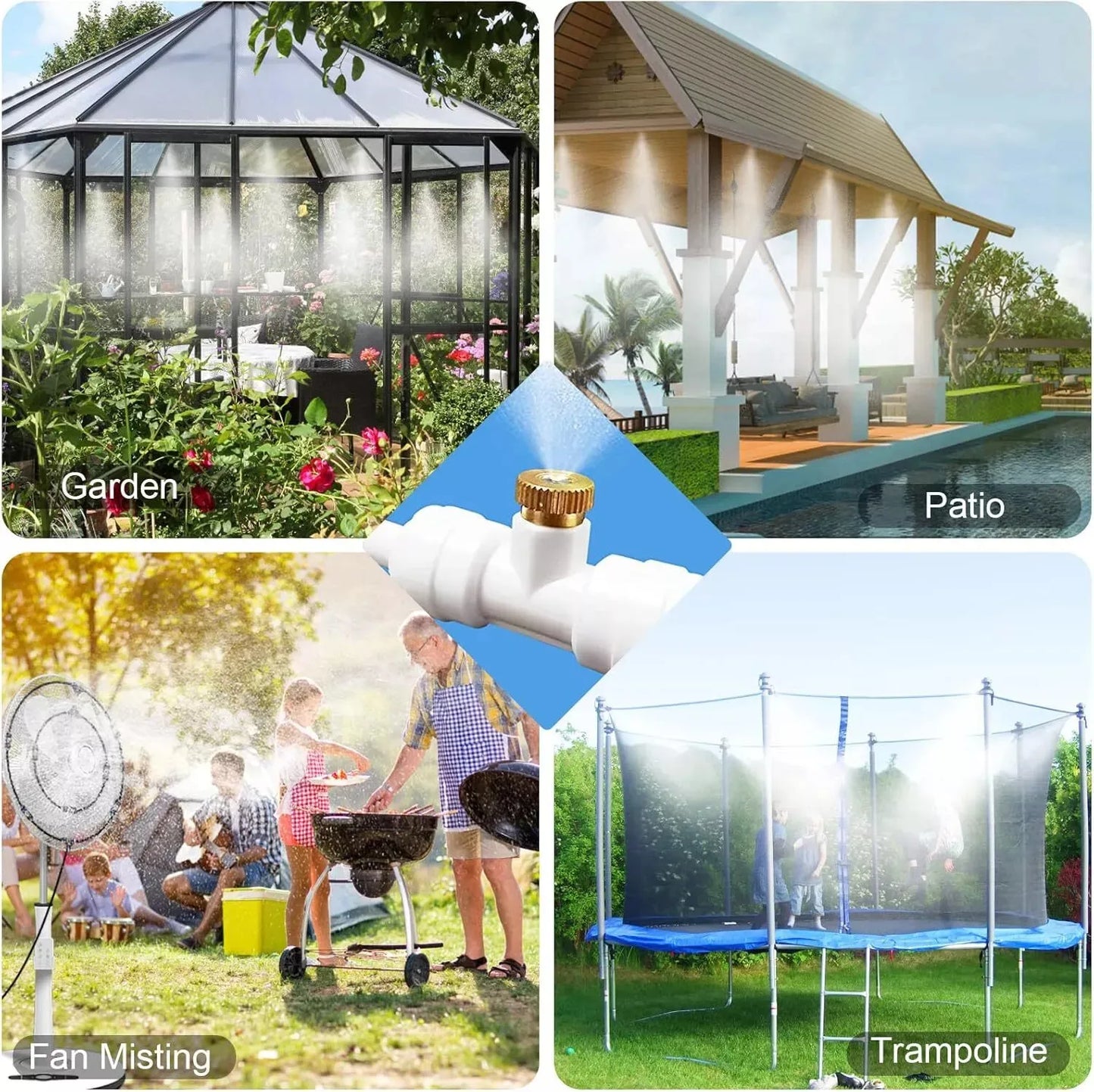 50X Brass Misting Nozzles Mister Sprinkler Outdoor Cooling System Garden Sprayer