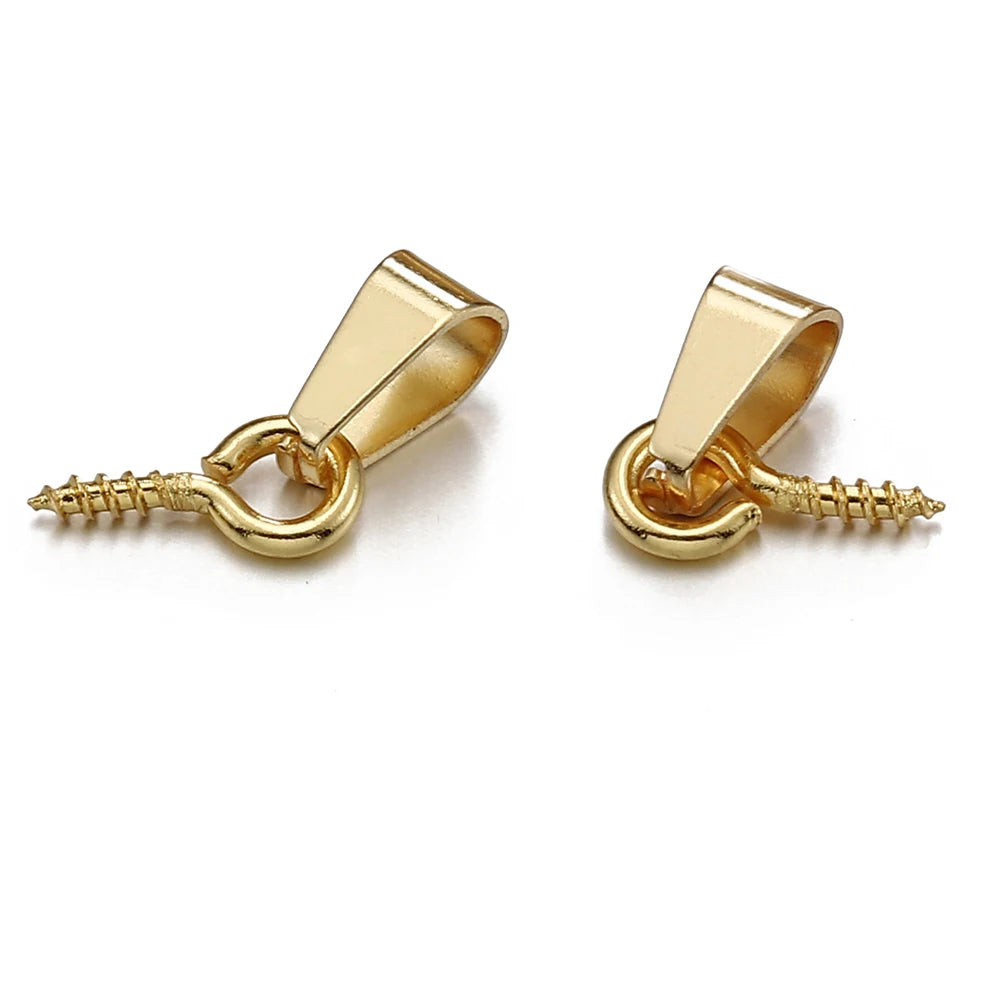 20pcs Stainless Steel Screw Eye Pins Bail Top Drilled Beads End Pendant Connectors for Jewelry Making DIY