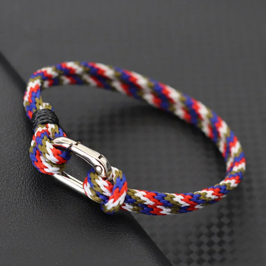 Multicolor Handcrafted Rope Bracelet Men Double Layer Detachable Buckle Ethnic Fabric Braided Wish Braclet Outdoor Camping Joias