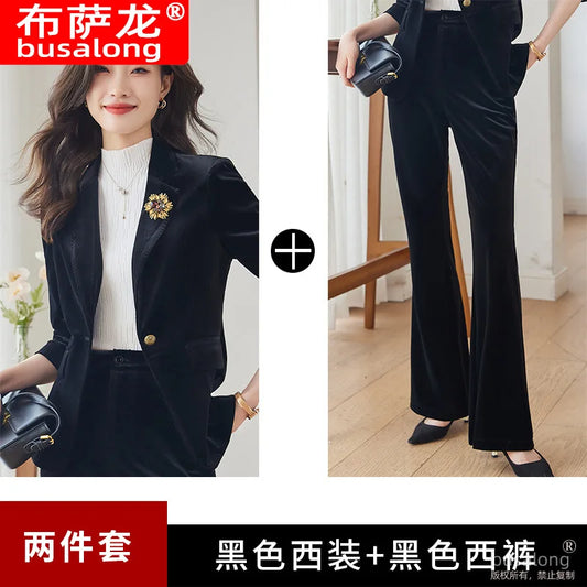 Business White-collar Sales Suit Executive President Workwear Hotel Velvet Professional Women's Suit Formal Suit