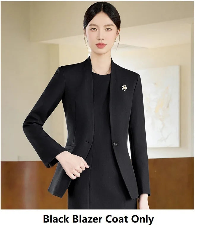 Formal Women Business Suits OL Styles Office Ladies Spring Autumn with Tops and Dress Career Interview Outfits Clothing Sets