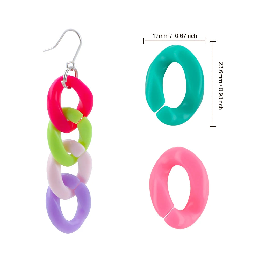 30pcs/lot Colorful Acrylic Link Chain Clasp Open Buckle Beads For Jewelry Making  DIY Necklace Clothing Bag Chains Accessories