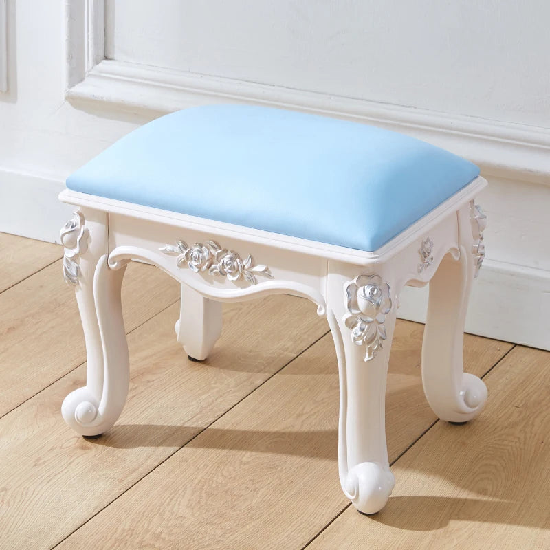 European style low stool modern bedroom stool off-white Hallway ottoman vanity chair makeup Footrest Interior home furniture