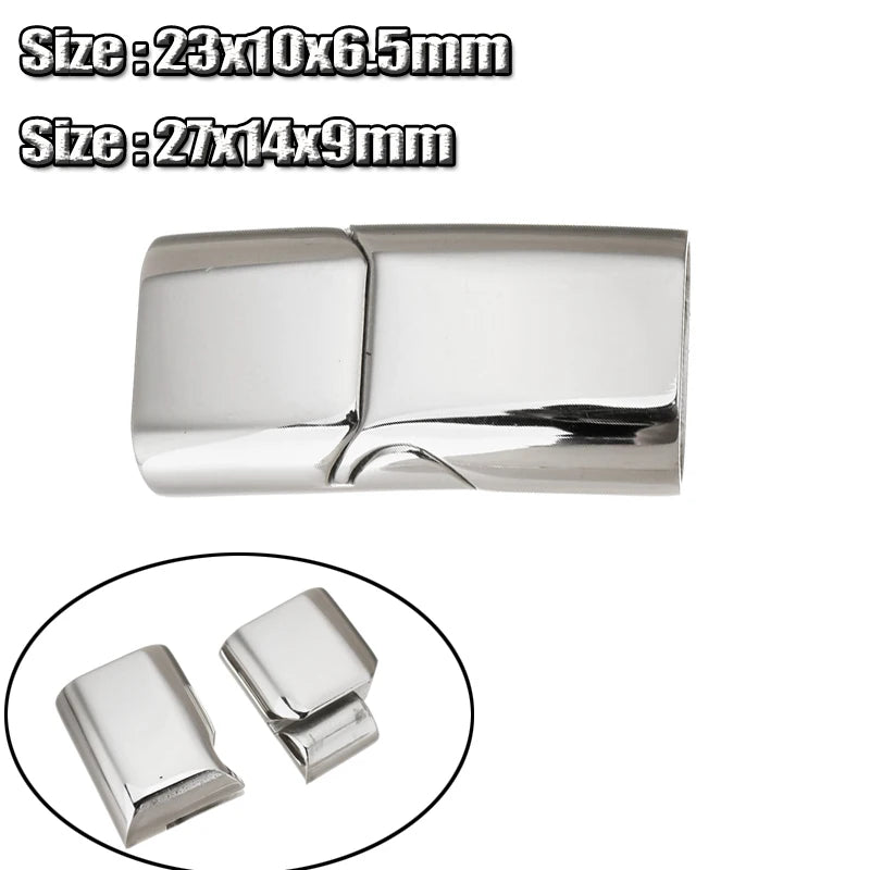 5pcs Stainless Steel Magnetic Clasps Hole 12*6.5mm 14*9mm For Leather Cord Bracelet Magnet Buckle Diy Jewelry Making Bracelet