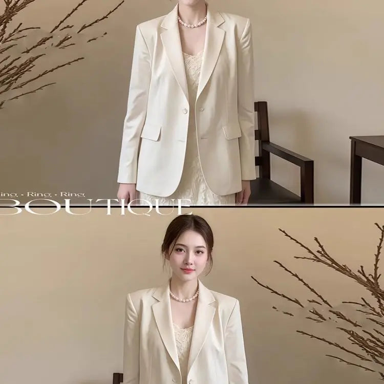 Blazer Oversize Women Women'S Summer Suit Satin-Effect Romantic Wash Simplicity Ruffle Skinny Translucent Delicate Overlay