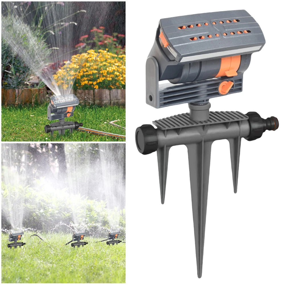 Mini Oscillating Sprinkler Adjustable Automatic Garden Sprinkler 16 Holes Rotating Lawn Sprinkler for Outdoor Yard Garden