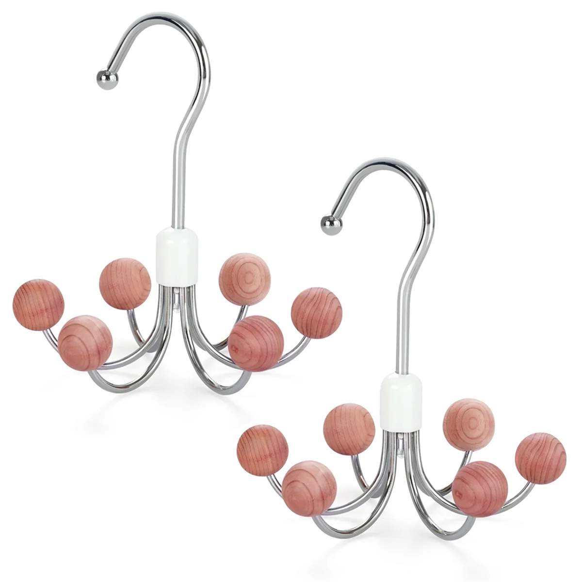 NOCM Hoodie Hangers 2-Pack with 6 Balls, 360°Swivel Purse Hanger, Scarf Hanger, Closet Hooks, Handbag Organizer, Bra Hanger