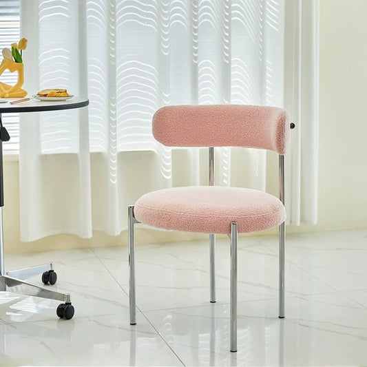 Modern cream style light French style home backrest chair,home bedroom desk chair,cream style lamb velvet dining table and chair