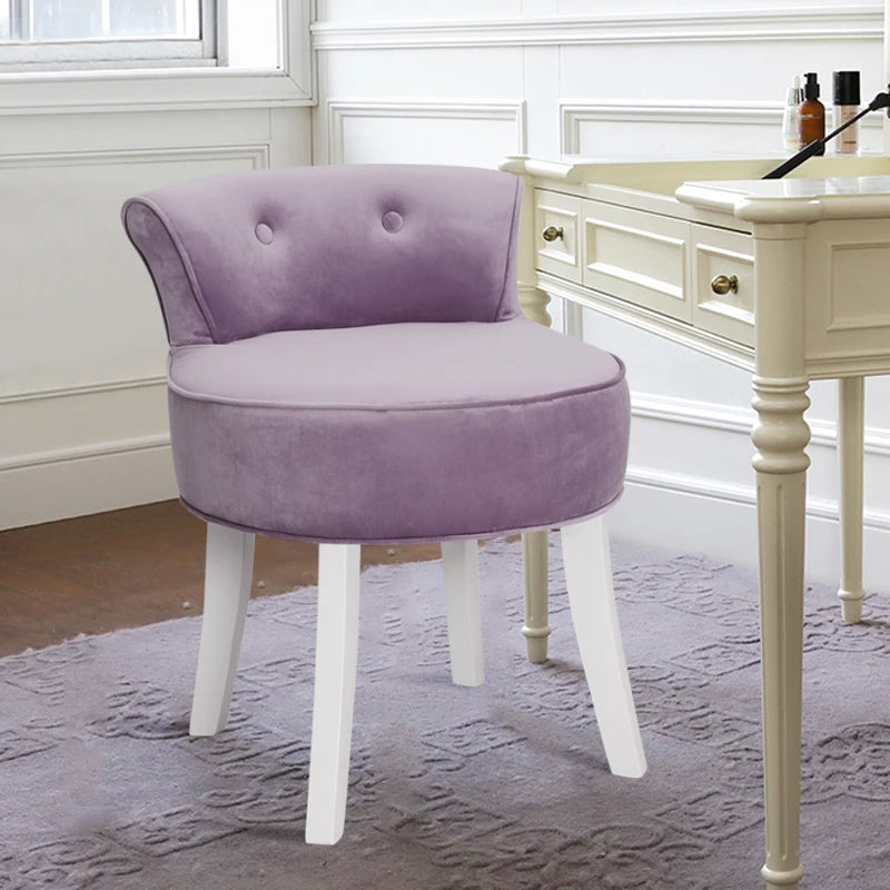 Modern Upholstered Velvet Dressing Table Stool, Low Back Bedroom Chair Makeup Chair Lounge Stool