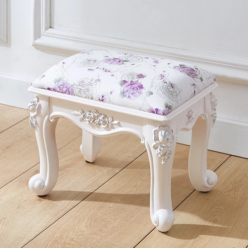 European style low stool modern bedroom stool off-white Hallway ottoman vanity chair makeup Footrest Interior home furniture