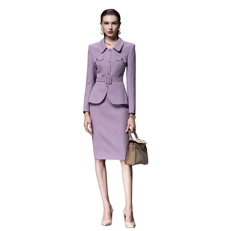 New Tweed Suits Women's Winter Professional Skirt 2Piece Set Female Work Wear Clothing OL Office Formal  костюмы женские Blazer