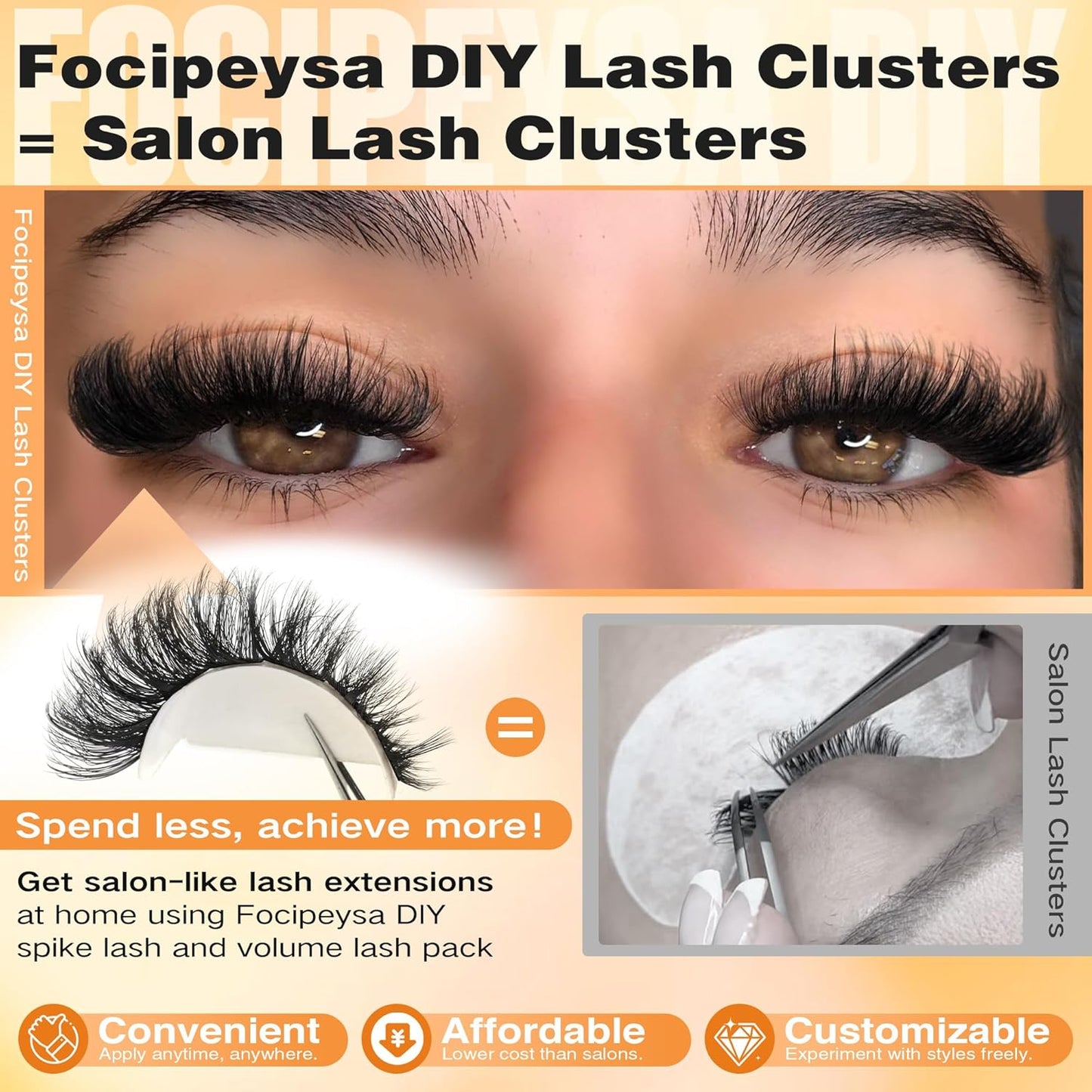 Thick Lash Extension Kit Full Volume Lash Clusters 40P Eyelash Extension Kit DIY Lash Extension Kit with Black Bond and Seal Glue, Lash Applicator DIY at Home for Beginner (40P 10-18MM)