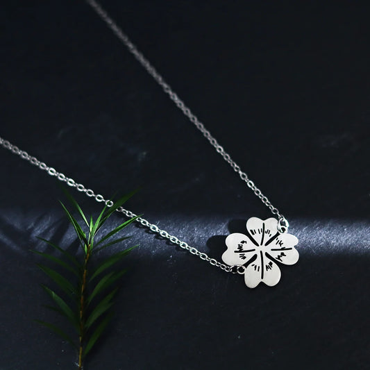 Kinitial Stainless Steel Necklace For Women Man Lover's Flower Leaves Gold Color Pendant Necklace Engagement Jewelry