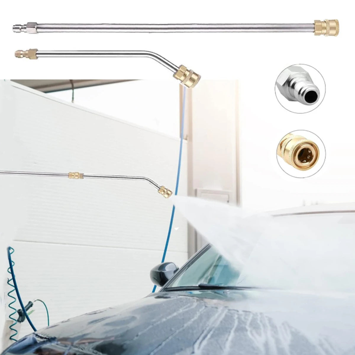 Cleaning Machine Spray Gun, 4000psi, Stainless Steel Car Wash High Pressure Water Gun 1/4 Quick Plug Extension