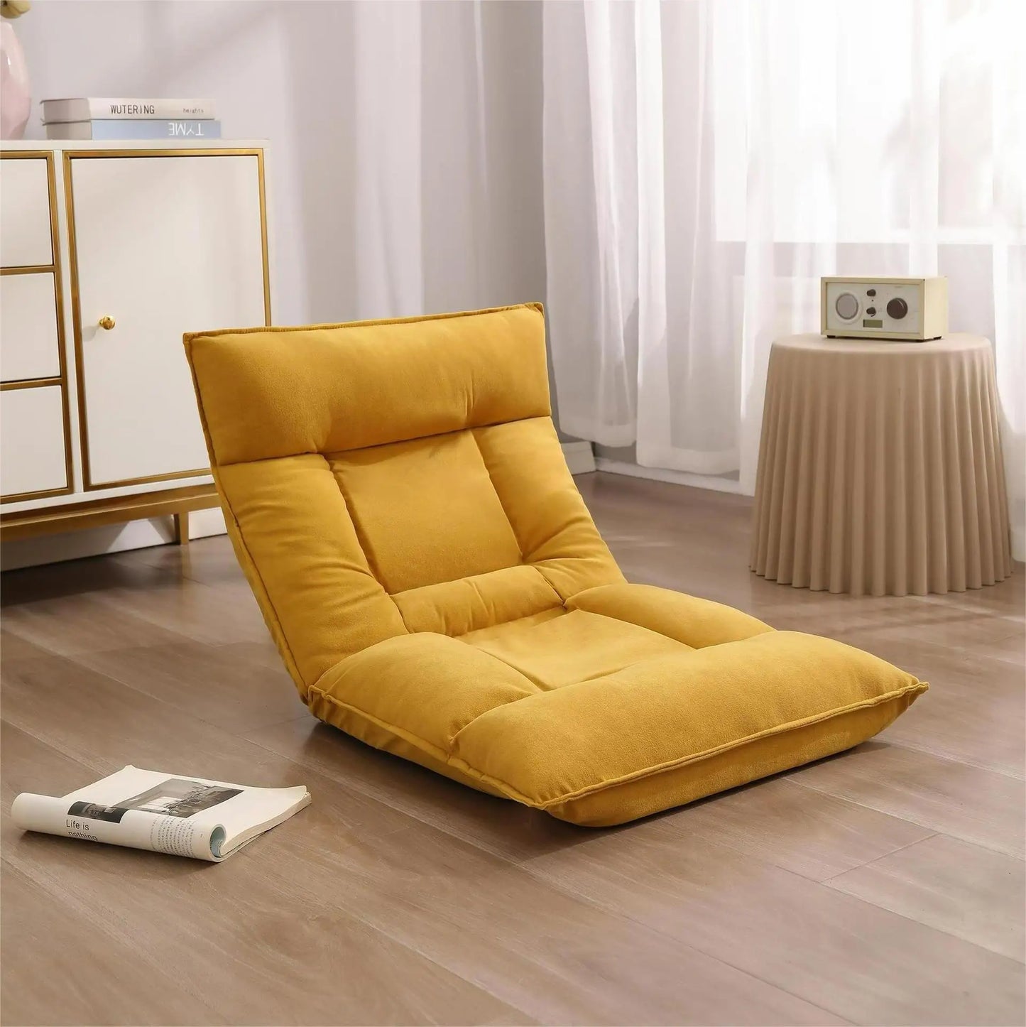 UVR Folding Lazy Sofa Living Room Leisure Backrest Stool Single Tatami Adjustable Balcony Window Reading Chair Furniture