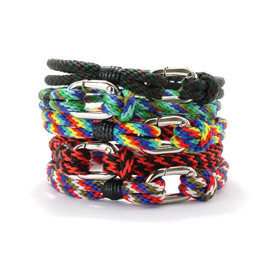 Multicolor Handcrafted Rope Bracelet Men Double Layer Detachable Buckle Ethnic Fabric Braided Wish Braclet Outdoor Camping Joias