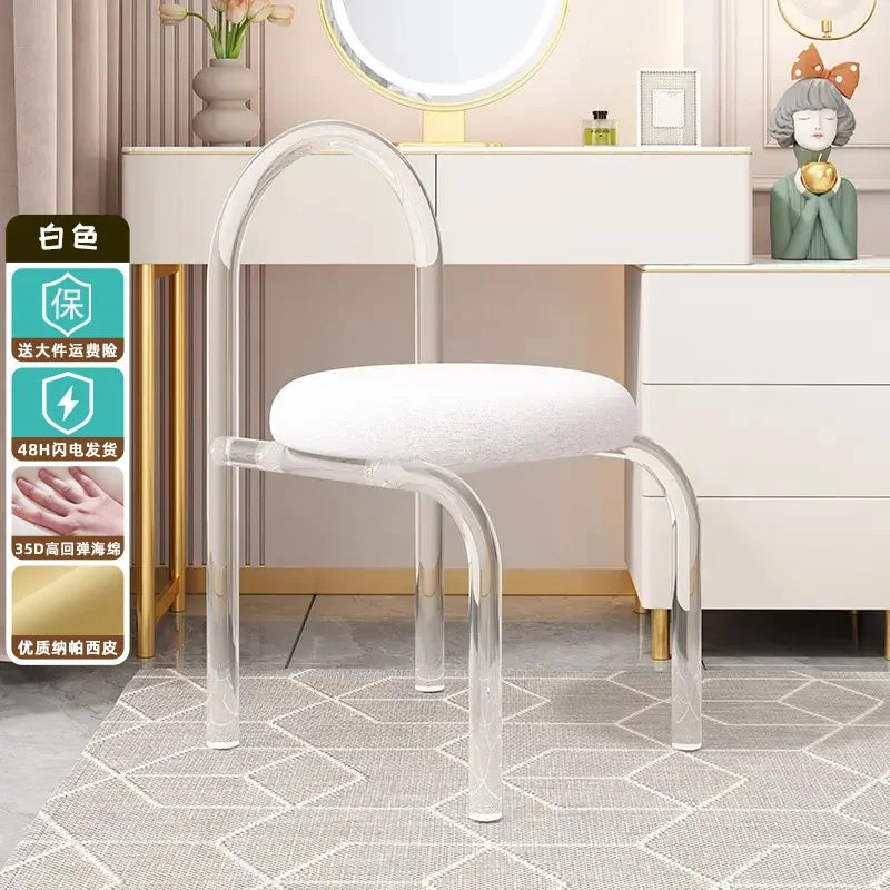 Nordic Luxury Modern Nordic Bedroom Originality Vanity Stools Cream Style Home Backrest Famous Transparent Dressing Furniture