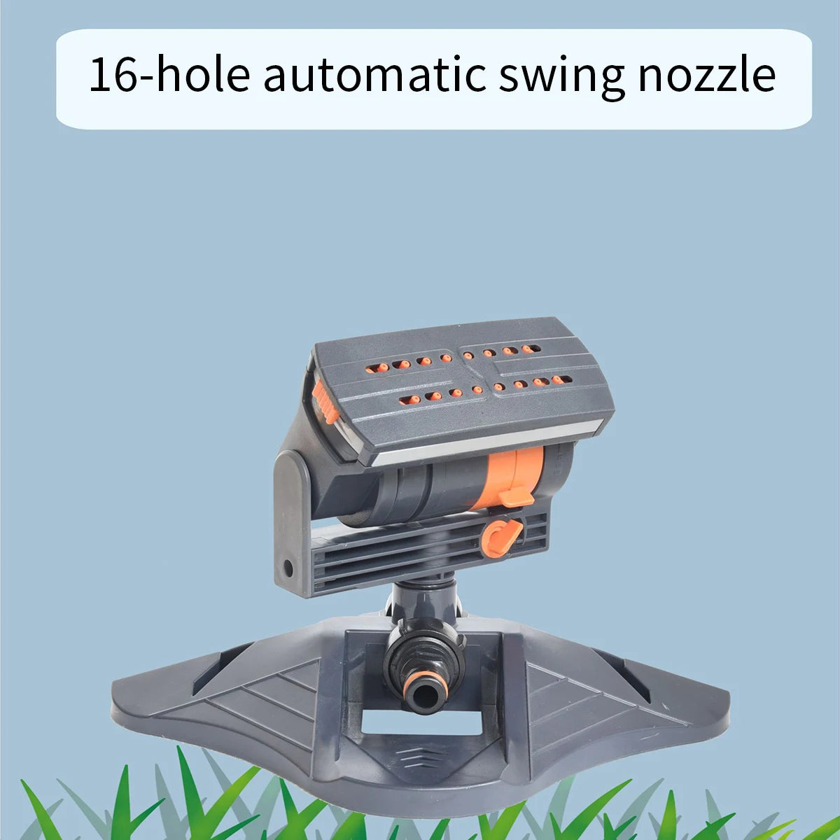 16-Nozzle Oscillating Sprinkler Adjustable 360° for Lawn/Yard - Water-Saving Garden Sprinkler with Mini Turbine Spray
