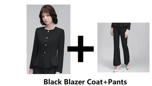 Elegant Styles Formal Women Business Suits with Pants and Jackets Coat OL Office Professional Pantsuits Trousers Set Blazer