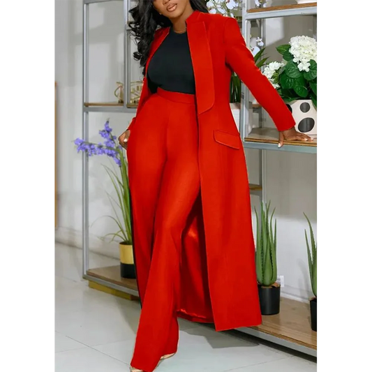 Elegant Women's Suit Coat Two Piece Shawl Lapel Slim Fit Outfit Business Casual High Quality Office Lady Formal Set 2 Piece
