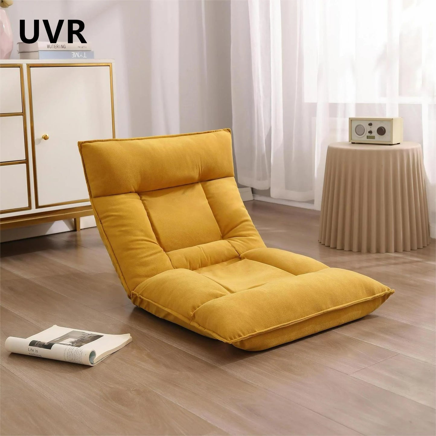UVR Folding Lazy Sofa Living Room Leisure Backrest Stool Single Tatami Adjustable Balcony Window Reading Chair Furniture
