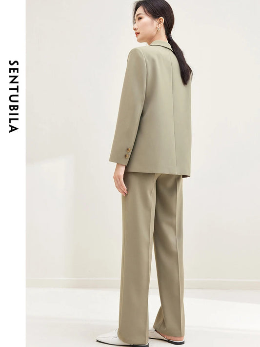 SENTUBILA Blazer Pant Suit Two Piece Set For Women Business Work Outfits 2025 Autumn Elegant Fashion Clothing Sets 133Z49975