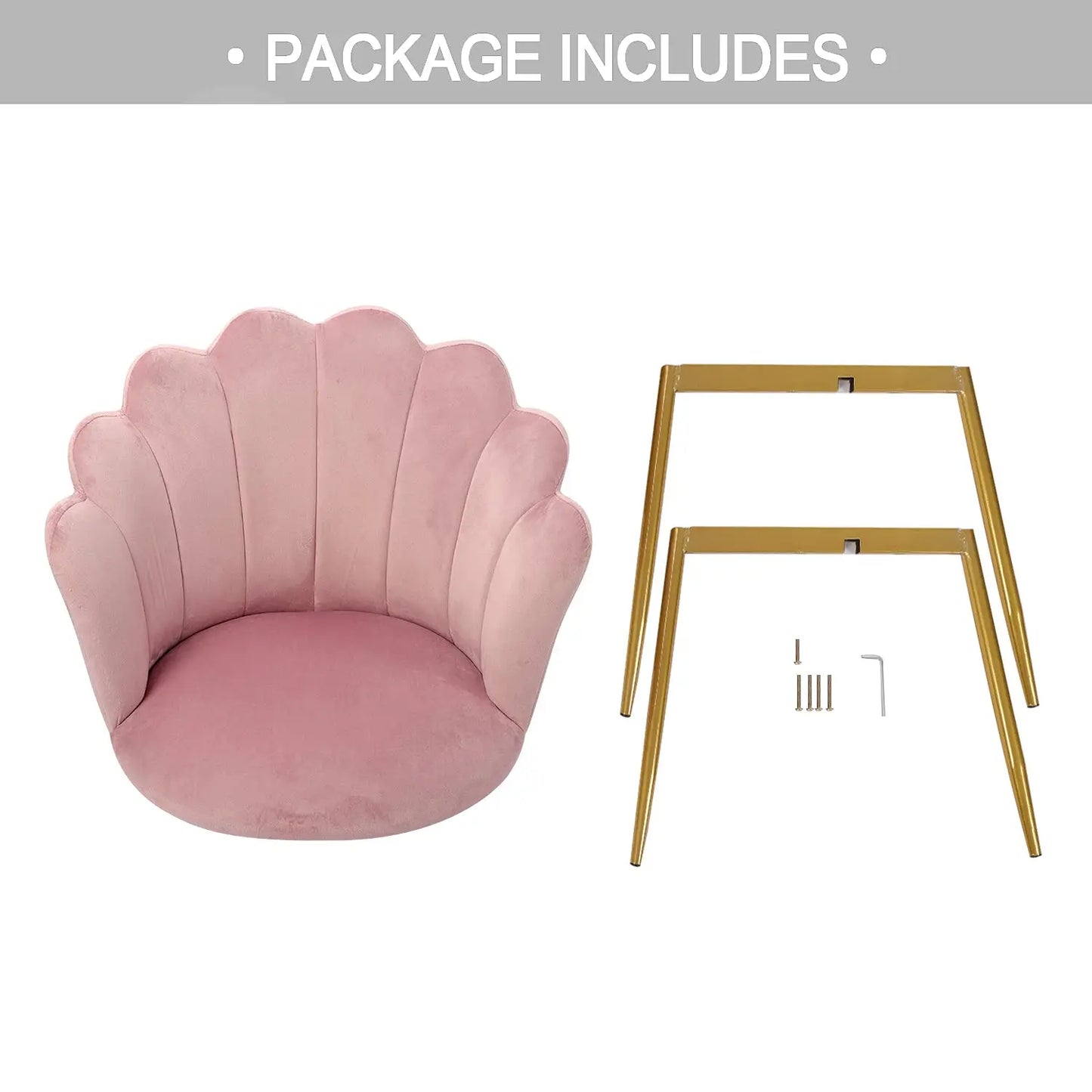 Modern Armchair Tub Chair, Velvet Vanity Dressing Table Chair with Curved High Back and Gold Plating Metal Legs for Bedroom, Liv