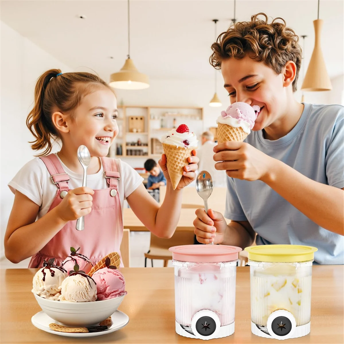 NOCM Cream Swirl Pints for Ice Cream Maker NC700 -4 Pack,Containers for Swirl Soft Ice Cream Makers