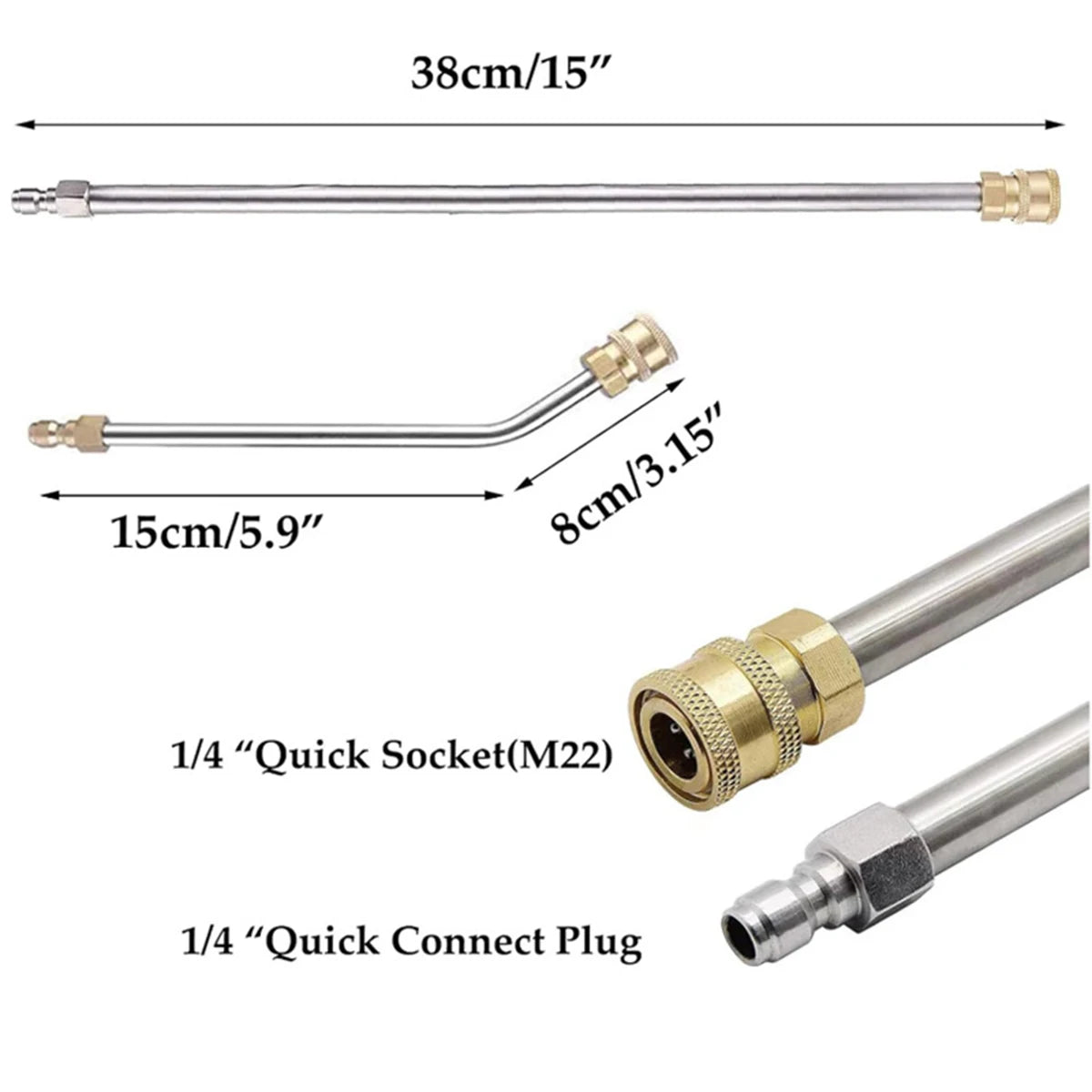 Cleaning Machine Spray Gun, 4000psi, Stainless Steel Car Wash High Pressure Water Gun 1/4 Quick Plug Extension