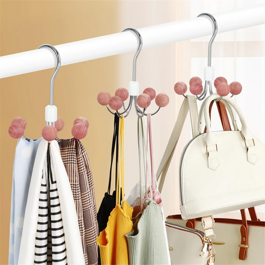 NOCM Hoodie Hangers 2-Pack with 6 Balls, 360°Swivel Purse Hanger, Scarf Hanger, Closet Hooks, Handbag Organizer, Bra Hanger